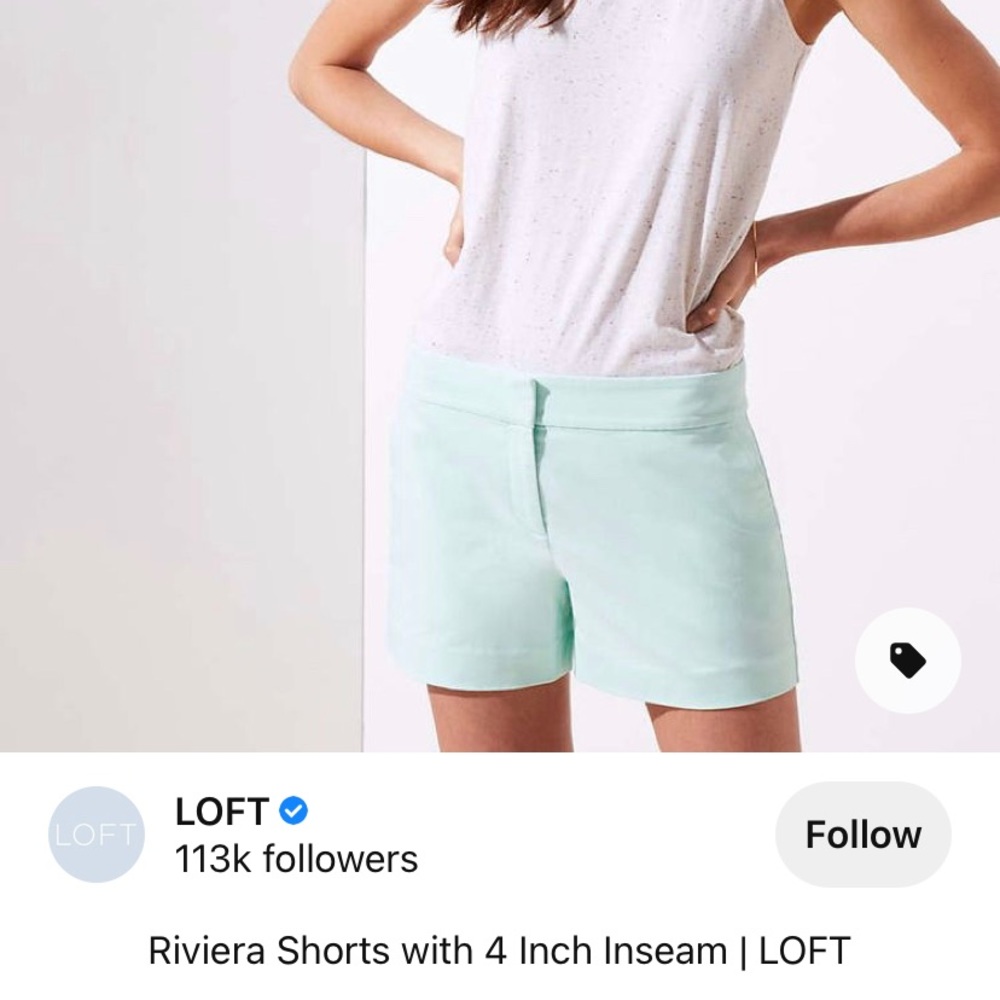 Loft Riviera Short mint green size 8